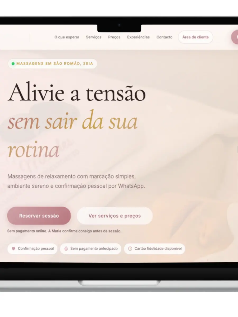 Espaço reservado para mockup desktop e mobile da landing page Maria Mendes Massagens